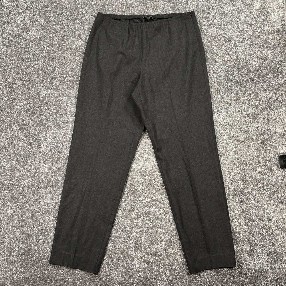 Eileen Fisher Pants Womens Medium Black Wool Knit Pull On Straight Leg Relaxed